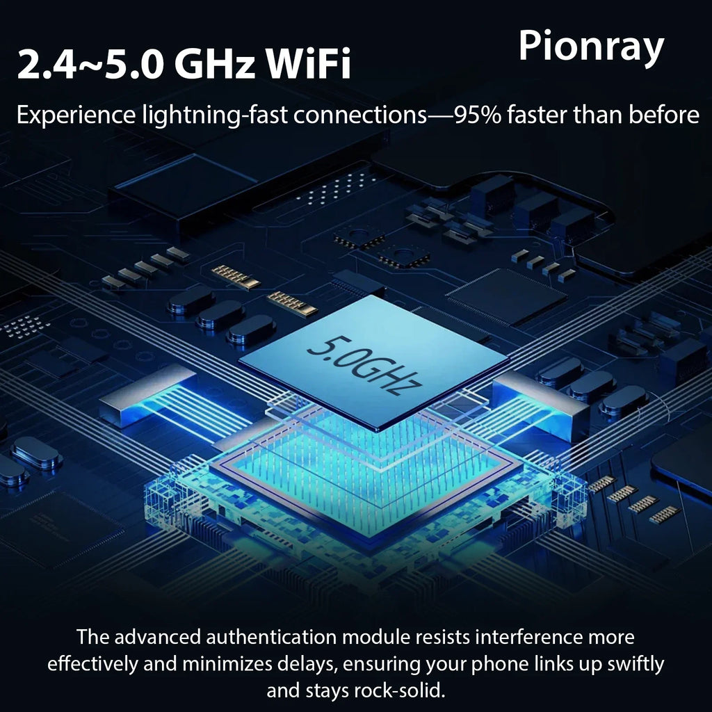 מתאם אלחוטי קומפקטי 2‑ב‑1 ל‑CarPlay ו‑Android Auto – Pionray