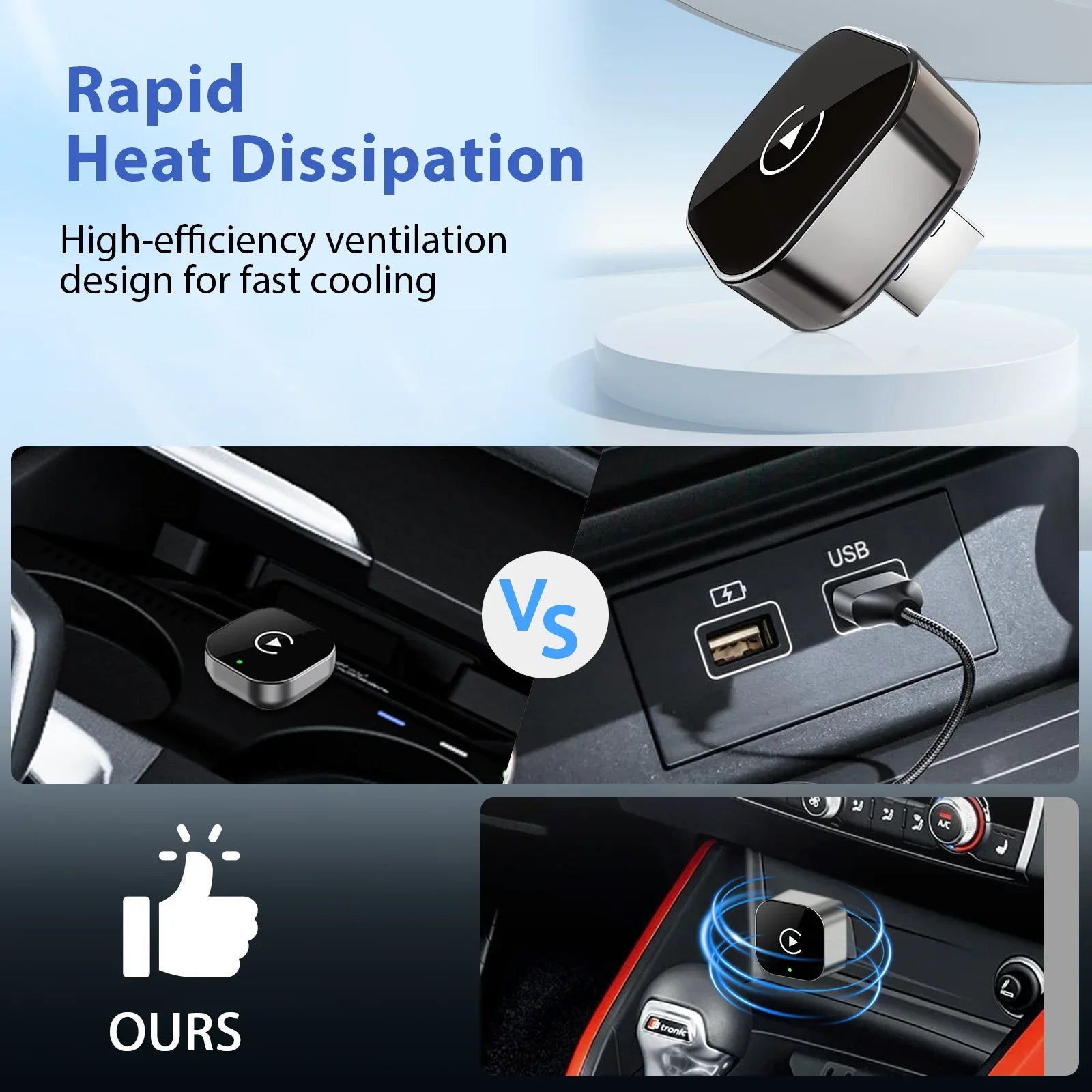 מתאם אלחוטי קומפקטי 2‑ב‑1 ל‑CarPlay ו‑Android Auto – Pionray