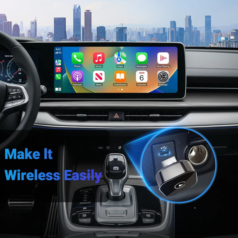 מתאם אלחוטי מהיר 2‑ב‑1 ל‑CarPlay ו‑Android Auto – XUDA Wi‑Fi 6